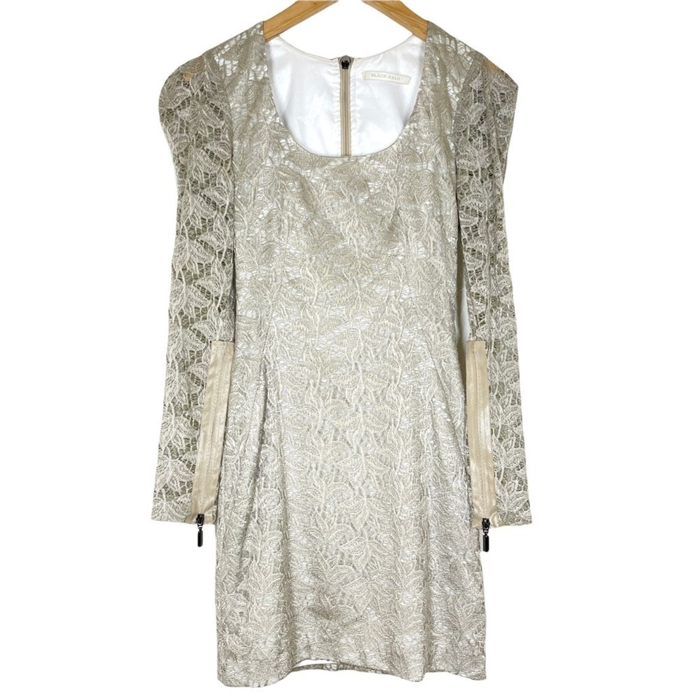 Black Halo Lace Long Sleeve Sheath Dress Size 2